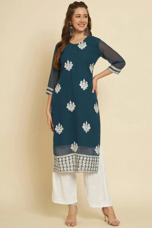 Teal Colour Georgette Kurti KR1111263