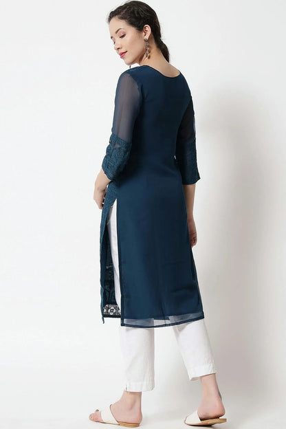 Teal Colour Georgette Kurti KR1111279 A