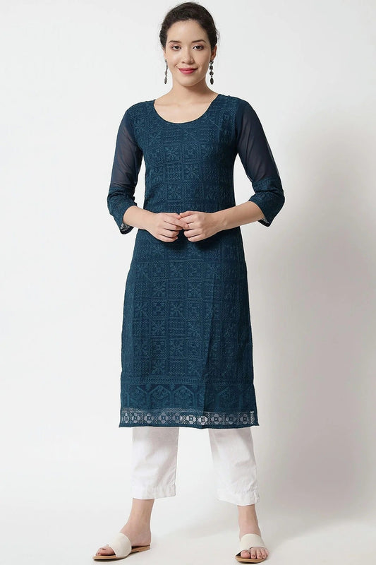 Teal Colour Georgette Kurti KR1111279