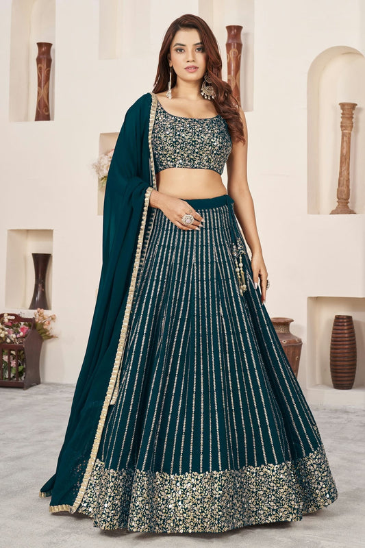 Teal Colour Georgette Lehenga Choli LC1010267