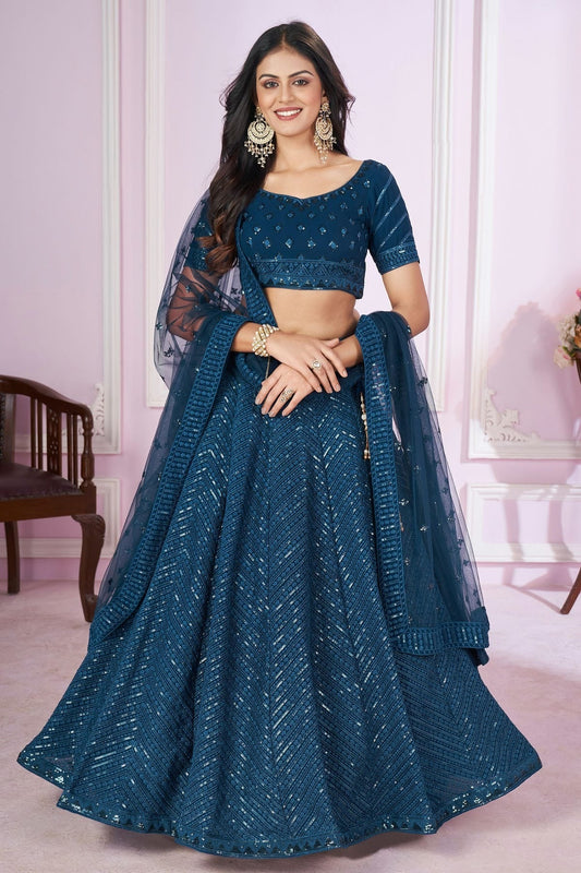 Teal Colour Georgette Lehenga Choli LC1010283