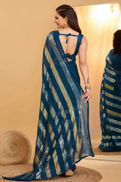 Teal Colour Georgette Saree SD1110003 A