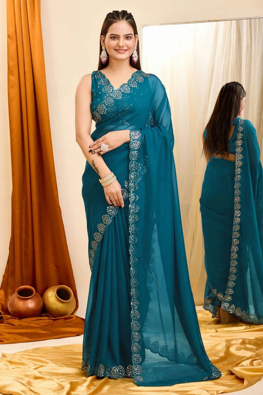 Teal Colour Georgette Saree SD1110207