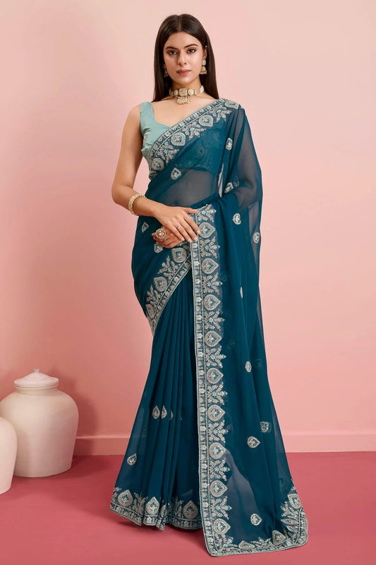 Teal Colour Georgette Saree SD1110470