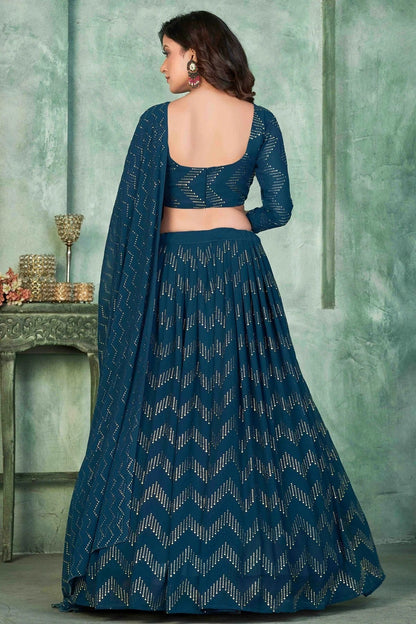 Teal Colour Georgette Semi Stitched Lehenga Choli LC1170048 B