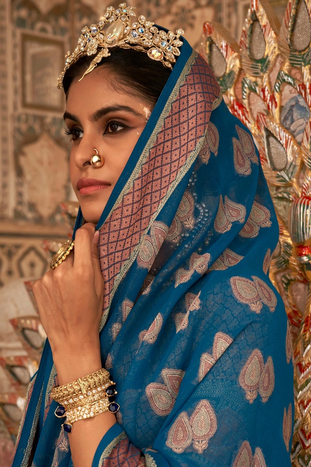 Teal Colour Georgette Traditional Saree SD1290177 A