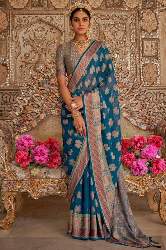 Teal Colour Georgette Traditional Saree SD1290177
