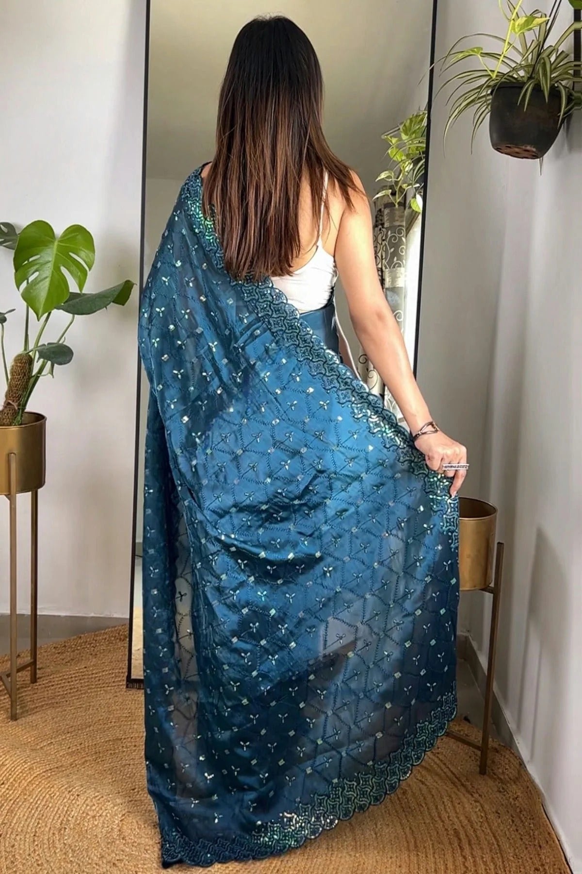 Teal Colour Jimmy Choo Designer Saree SD1111755 A