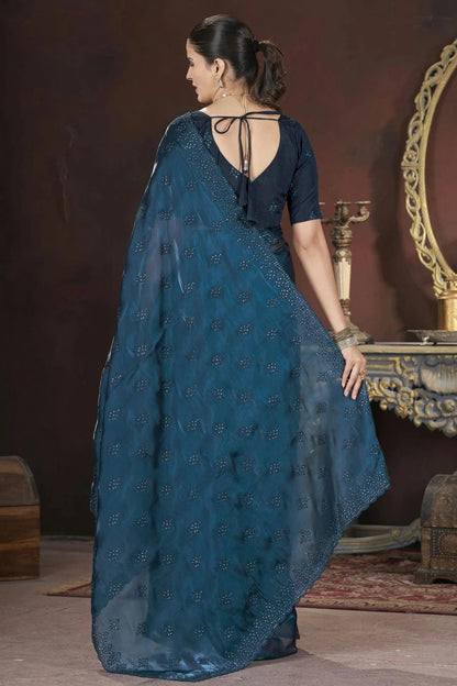 Teal Colour Jimmy Choo Designer Saree SD1112582 A