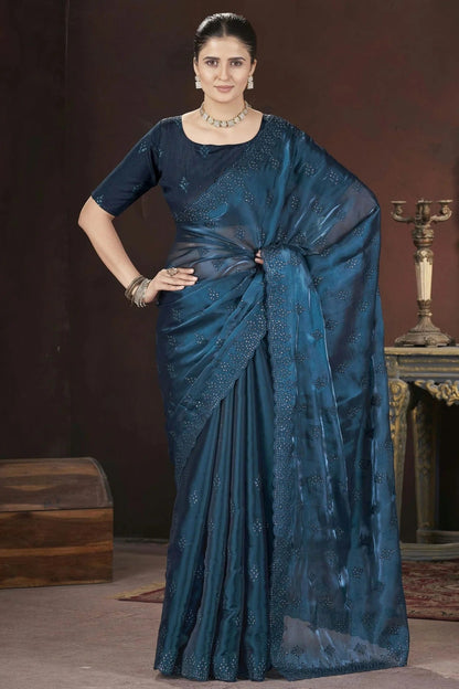Teal Colour Jimmy Choo Designer Saree SD1112582
