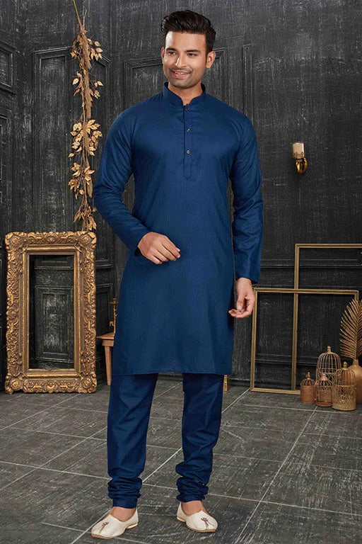 Teal Colour Kurta Pajama In Cotton KP1210170