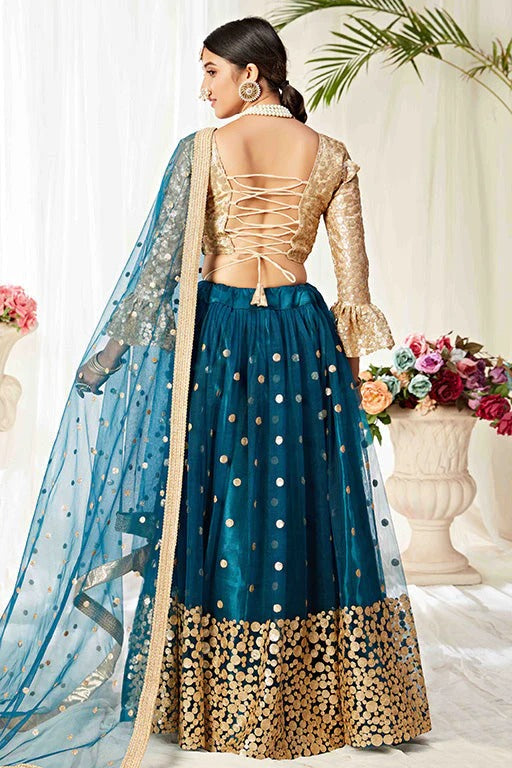 Teal Colour Net Designer Lehenga Choli LC1240009 A