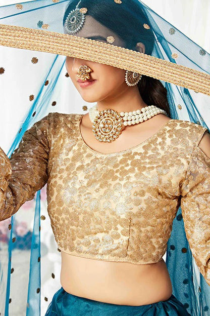 Teal Colour Net Designer Lehenga Choli LC1240009 B