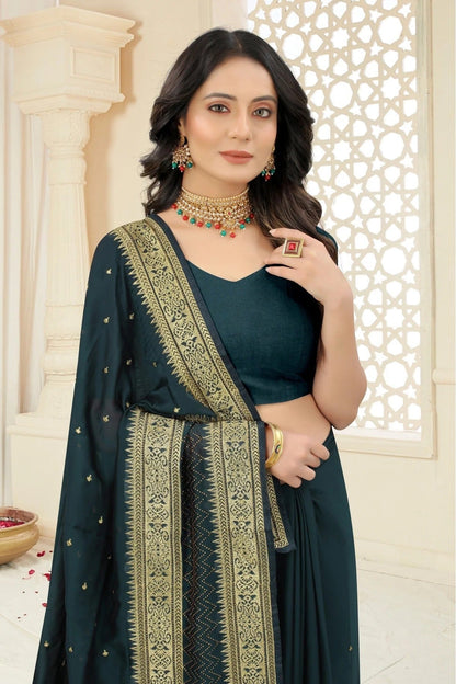 Teal Colour Rangoli Silk Embroidery Saree SD1120963 A