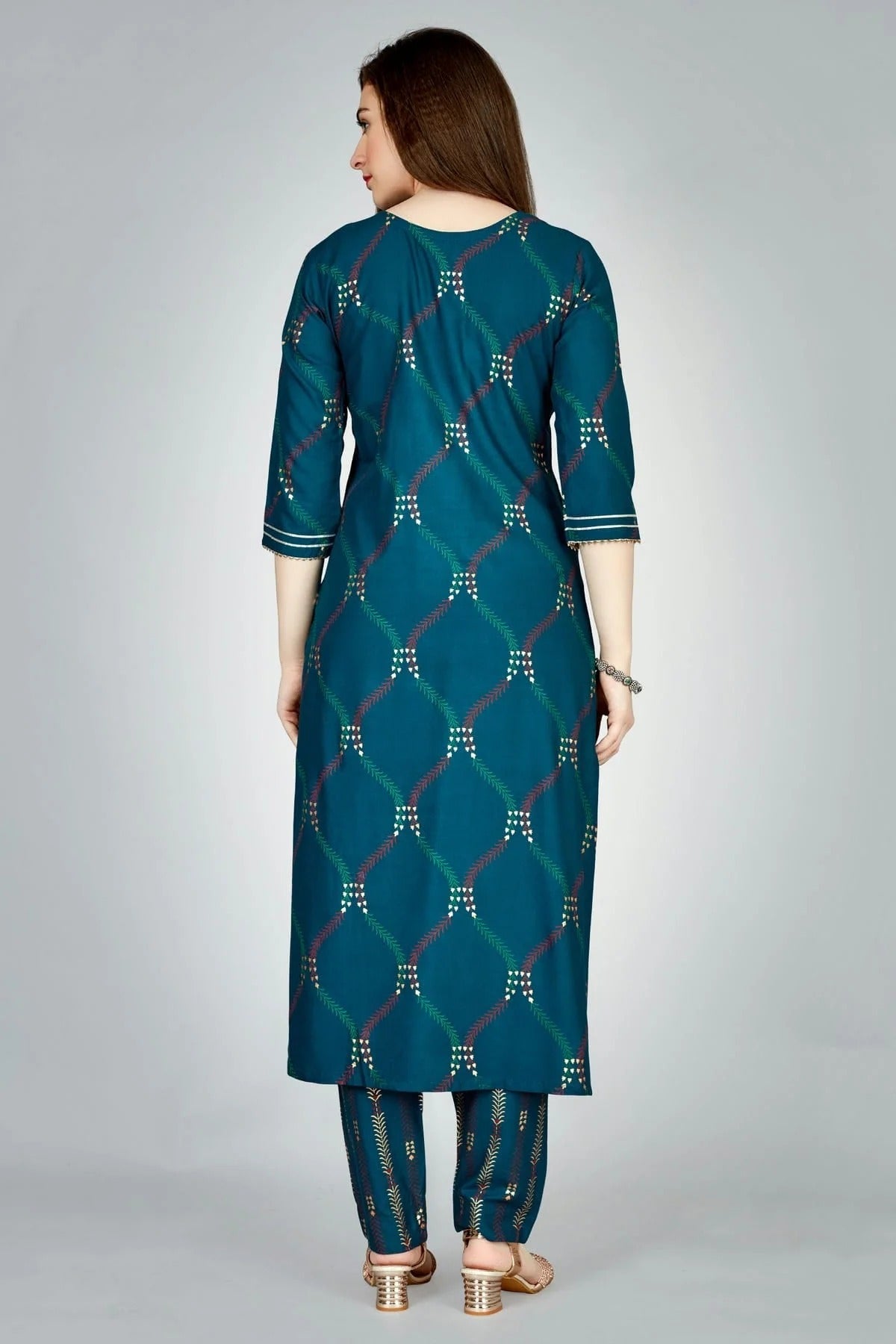 Teal Colour Rayon Kurta And Pant Set KR1111313 A