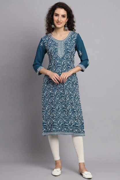 Teal Colour Rayon Kurti KR1111096