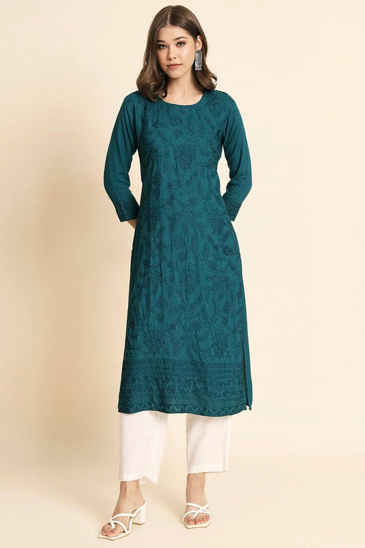 Teal Colour Rayon Kurti KR1111104