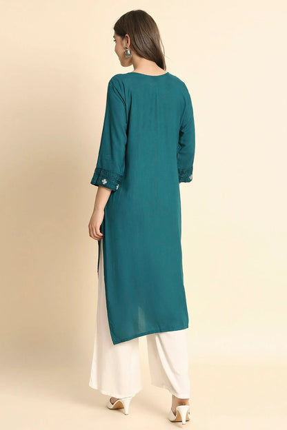 Teal Colour Rayon Kurti KR1111108 A