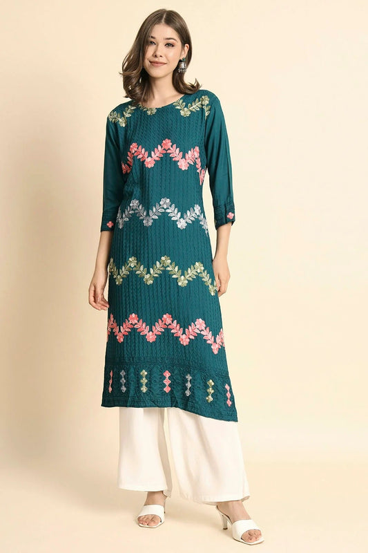 Teal Colour Rayon Kurti KR1111108