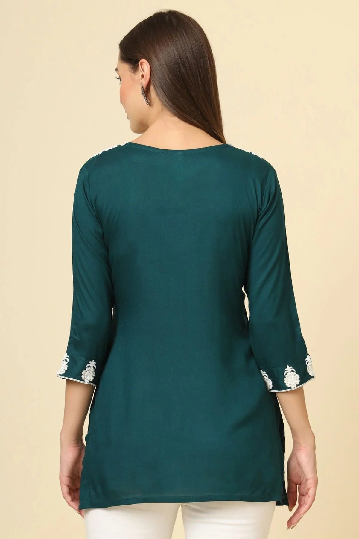 Teal Colour Rayon Readymade Top TP1110852 A