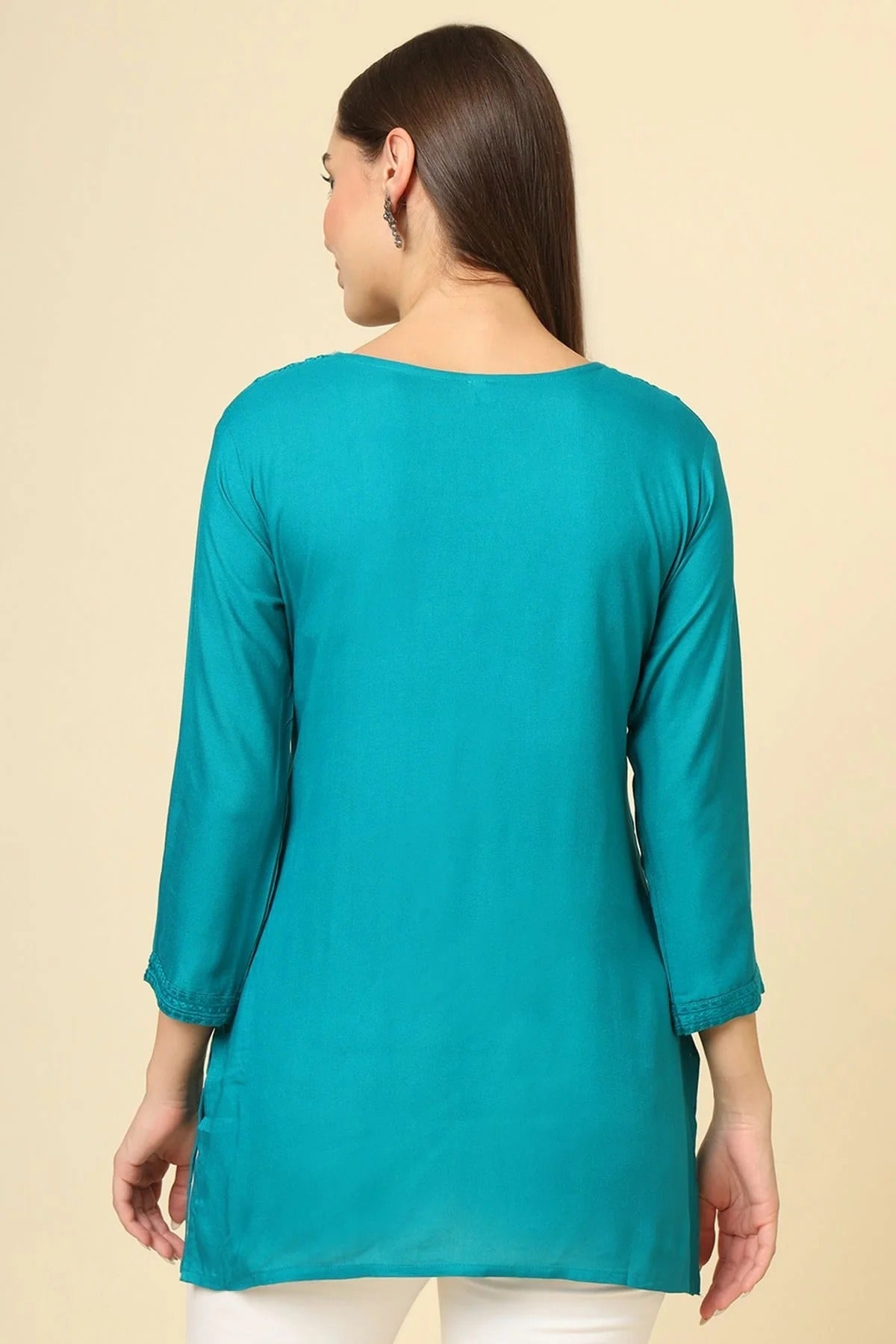 Teal Colour Rayon Readymade Top TP1110869 A