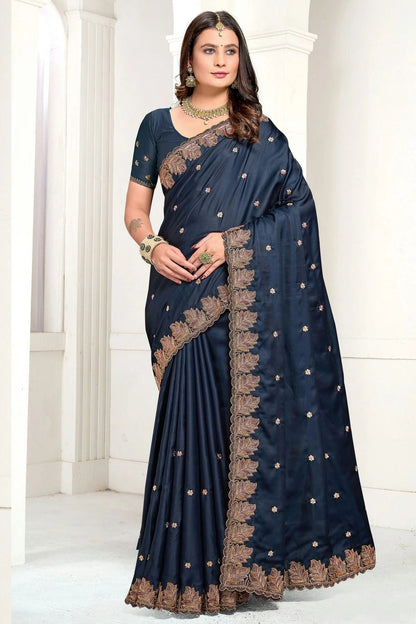 Teal Colour Satin Designer Saree SD1121892