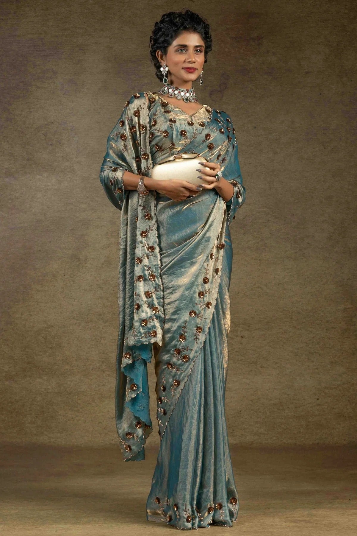 Teal Colour Satin Silk Designer Saree SD1121994 A