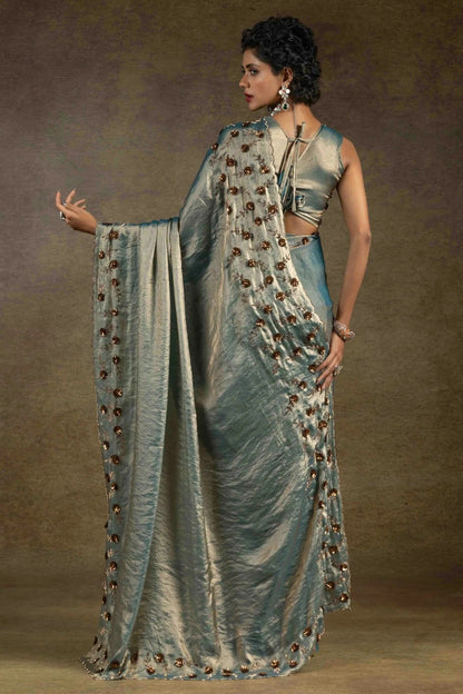 Teal Colour Satin Silk Designer Saree SD1121994 B