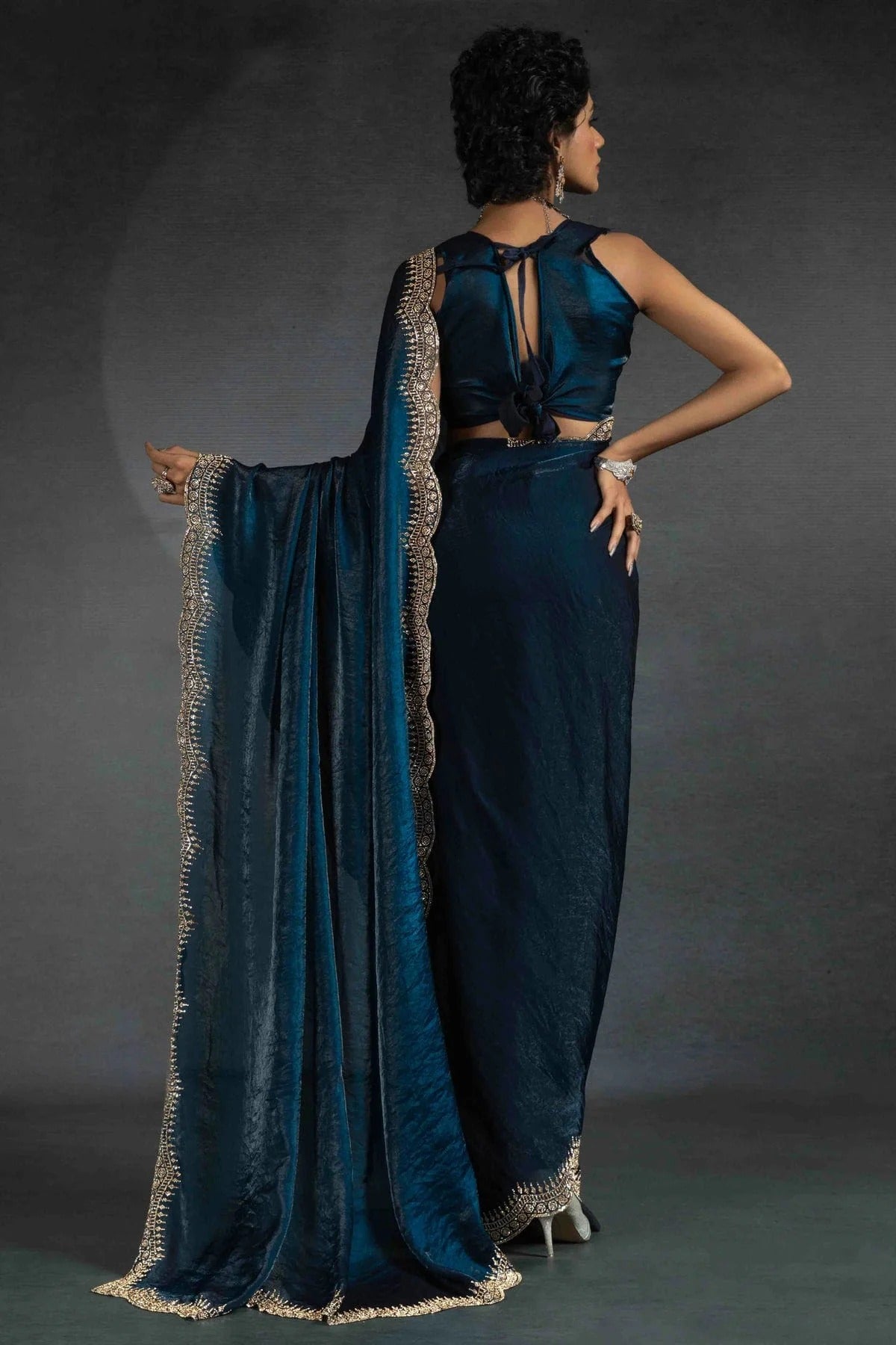 Teal Colour Satin Silk Designer Saree SD1122005 A