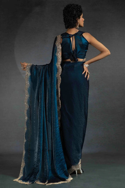 Teal Colour Satin Silk Designer Saree SD1122005 A