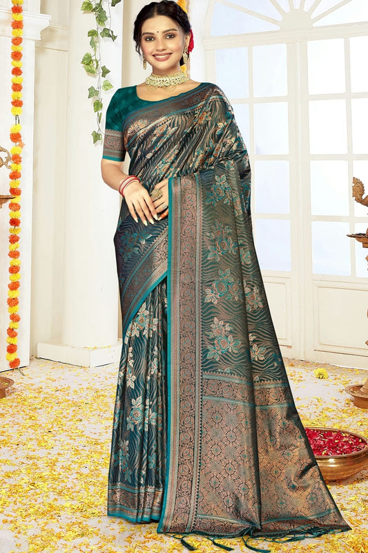 Teal Colour Satin Silk Traditional Saree SD1102443