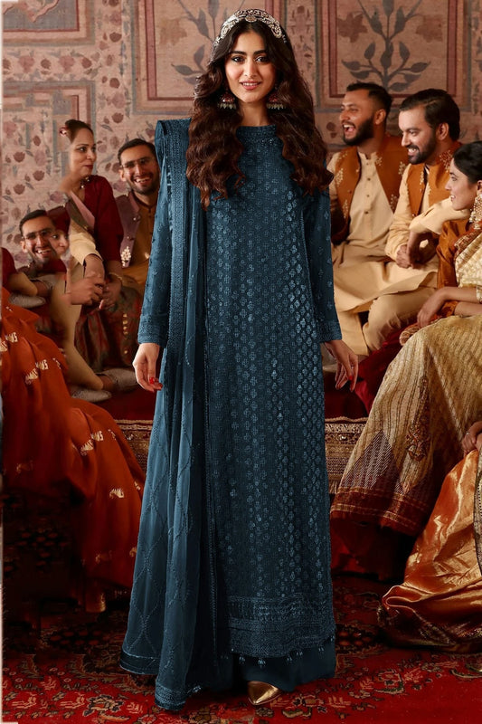 Teal Colour Semi Stitched Faux Georgette Pakistani Suit SM1140220