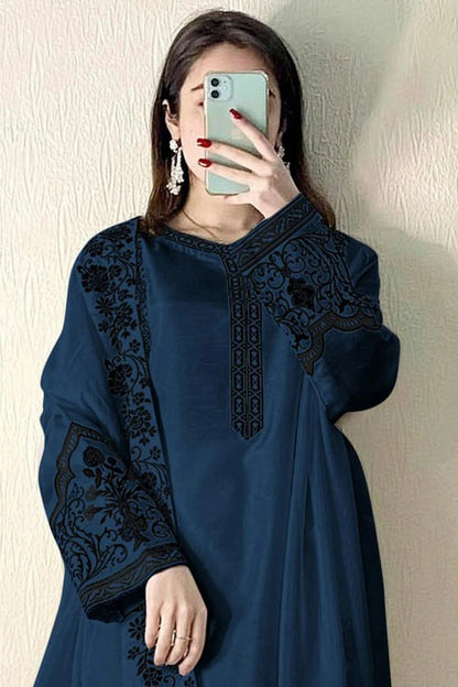 Teal Colour Semi Stitched Faux Georgette Pakistani Suit SM1140270 A