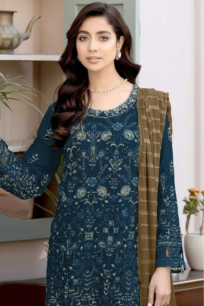 Teal Colour Semi Stitched Faux Georgette Pakistani Suit SM1140311 A