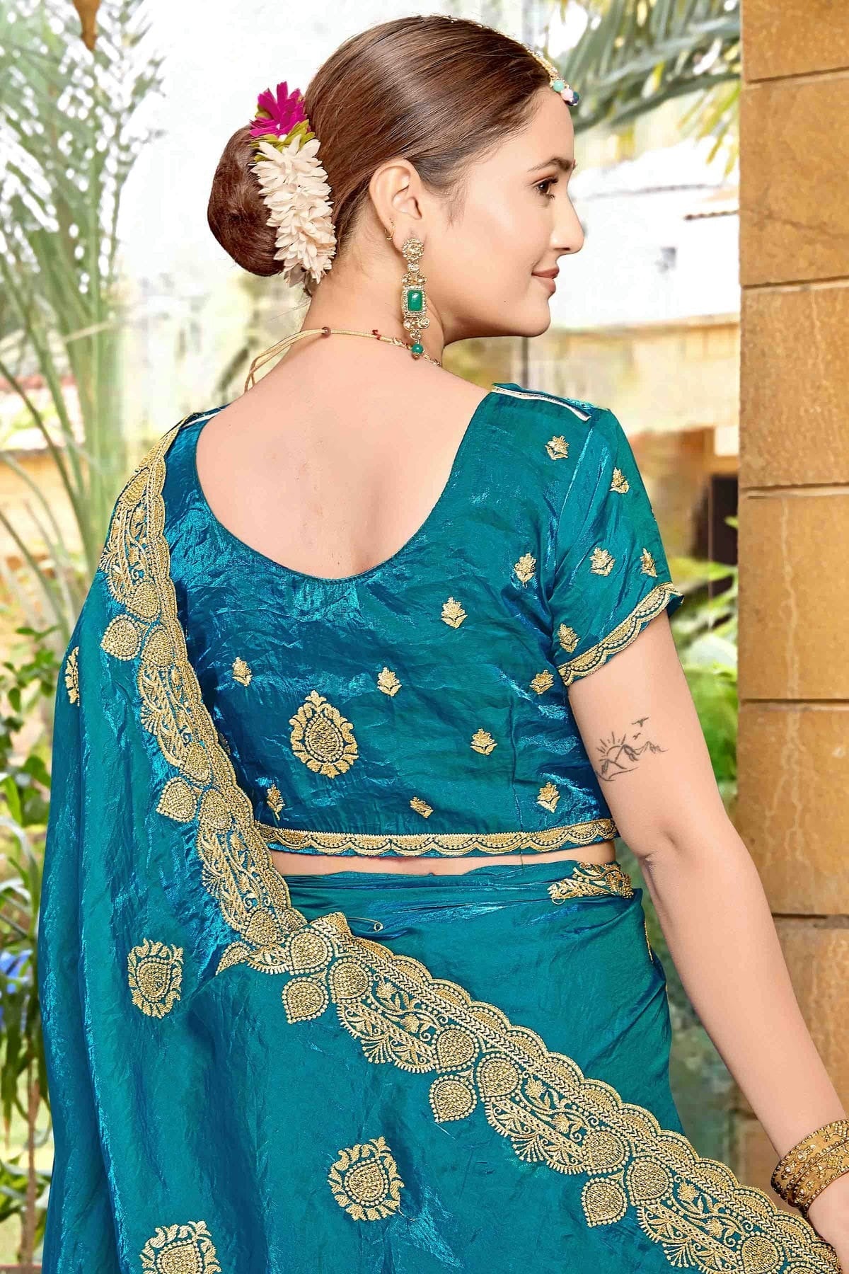 Teal Colour Silk Designer Saree SD1121970 A