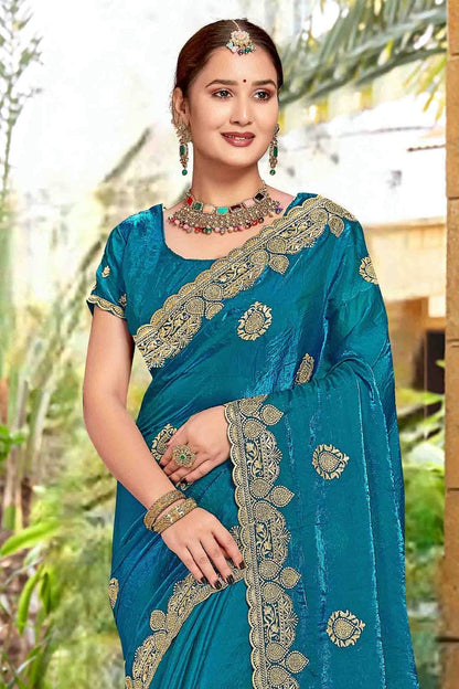 Teal Colour Silk Designer Saree SD1121970 B
