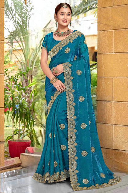 Teal Colour Silk Designer Saree SD1121970