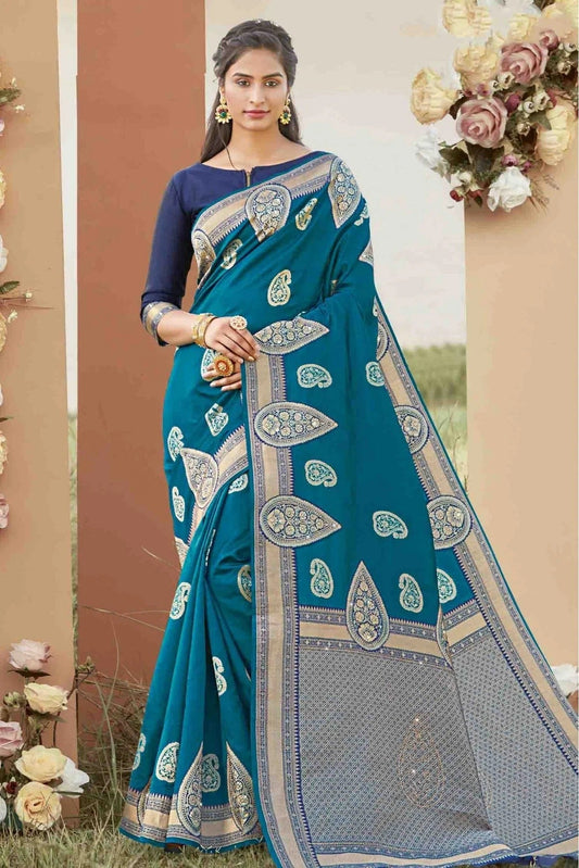 Teal Colour Silk Traditional Saree SD1100004