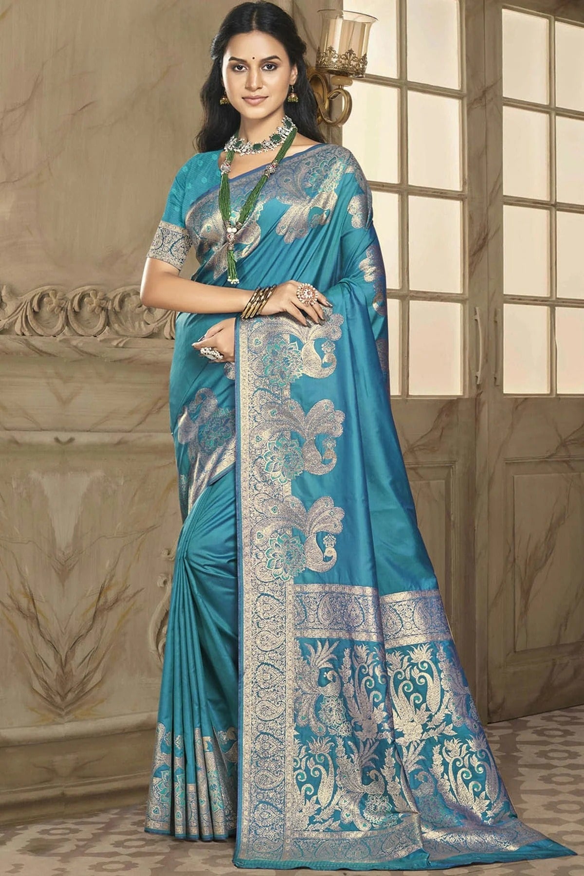 Teal Colour Silk Traditional Saree SD1102585