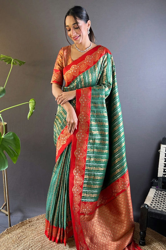 Teal Colour Silk Woven Work Saree SD1290029