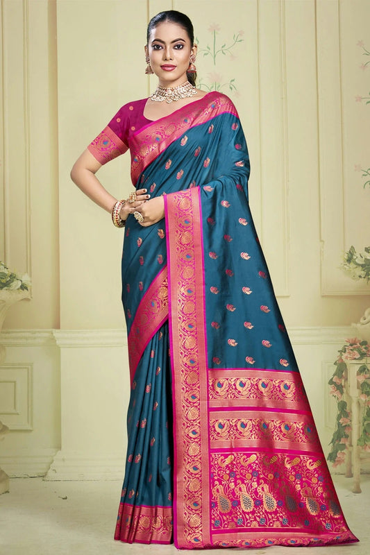 Teal Colour Silk Woven Work Traditional Saree SD1102899