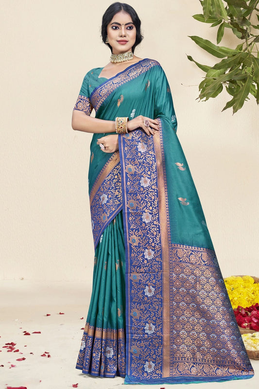 Teal Colour Silk Woven Work Traditional Saree SD1102959