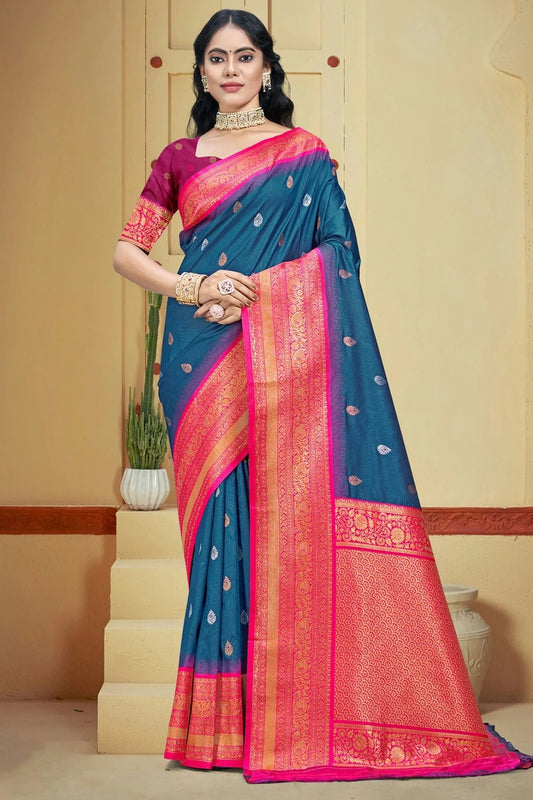 Teal Colour Silk Woven Work Traditional Saree SD1102967