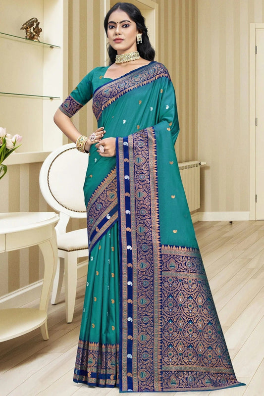 Teal Colour Silk Woven Work Traditional Saree SD1102972
