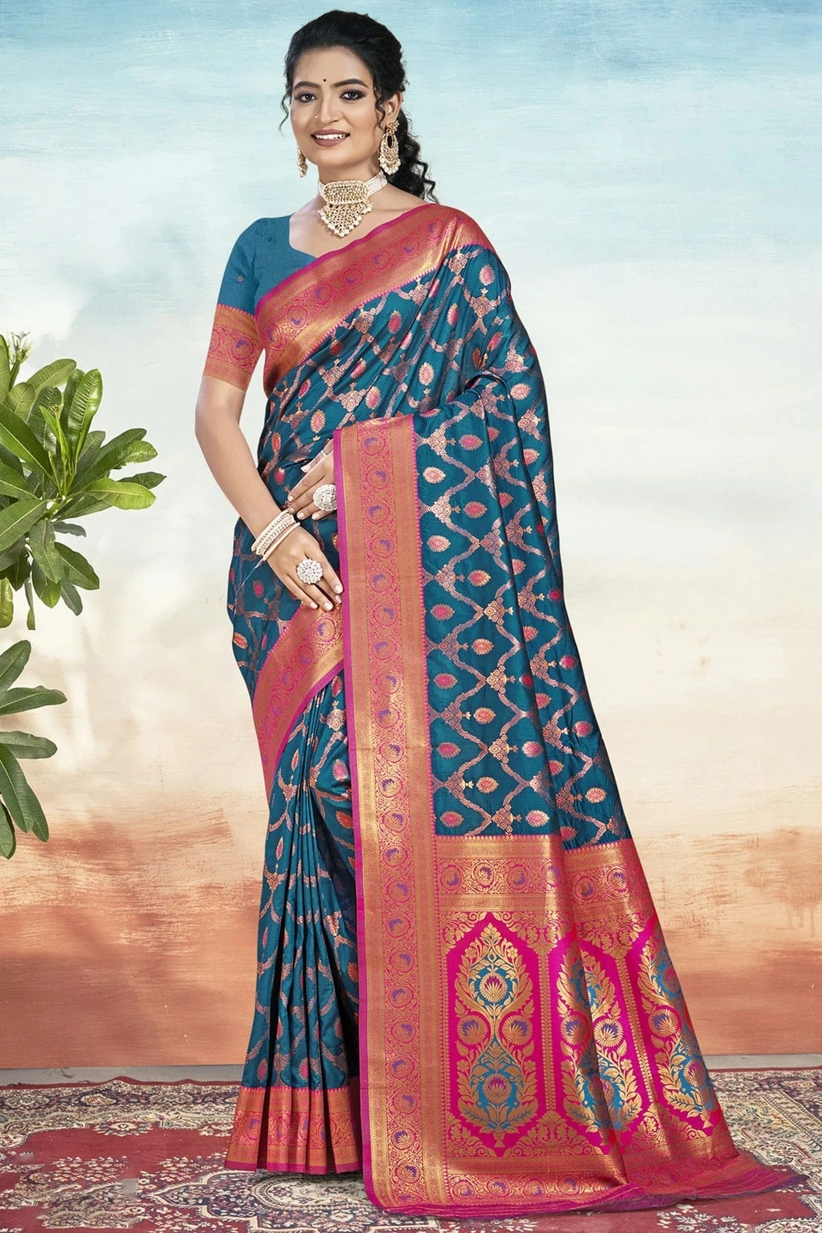 Teal Colour Silk Woven Work Traditional Saree SD1103037