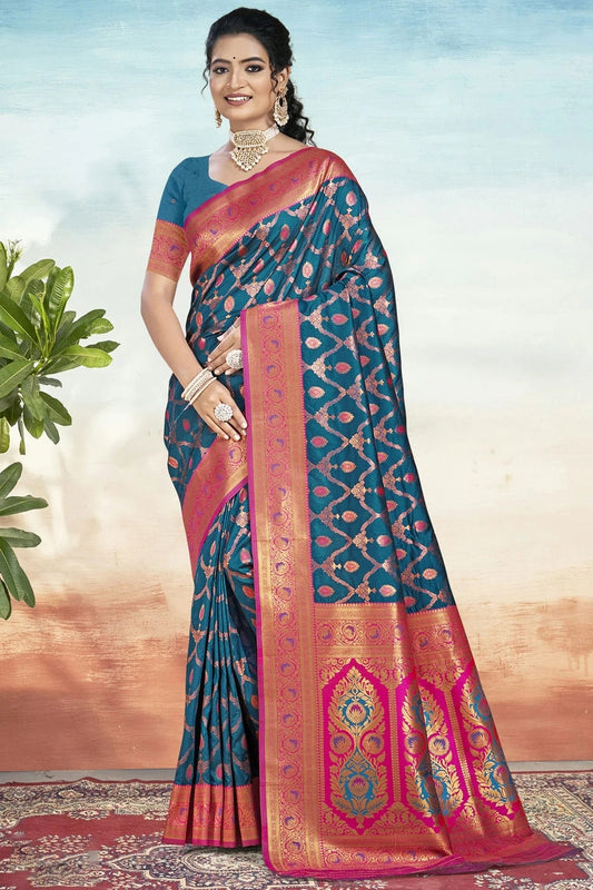 Teal Colour Silk Woven Work Traditional Saree SD1103037