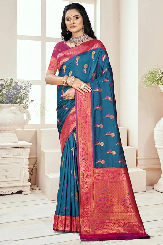 Teal Colour Silk Woven Work Traditional Saree SD1103068