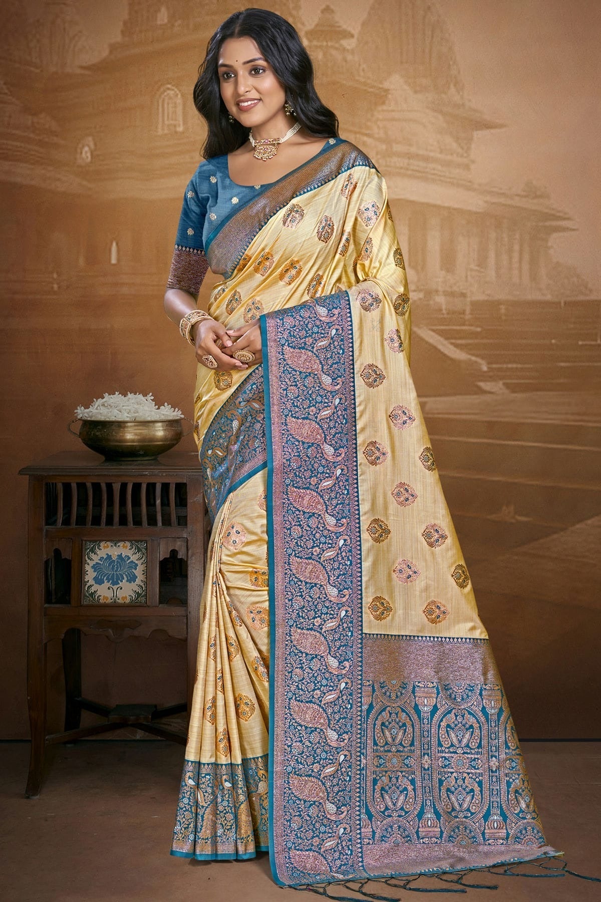 Teal Colour Silk Woven Work Traditional Saree SD1103124