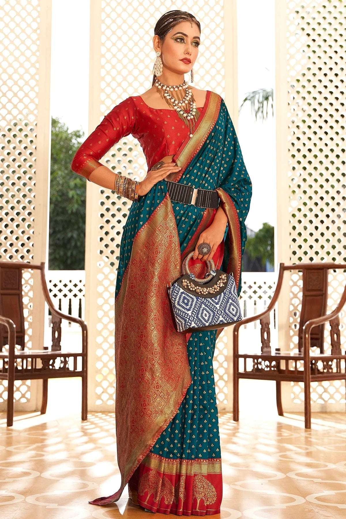 Teal Colour Soft Banarasi Silk Woven Work Saree SD1290091 A