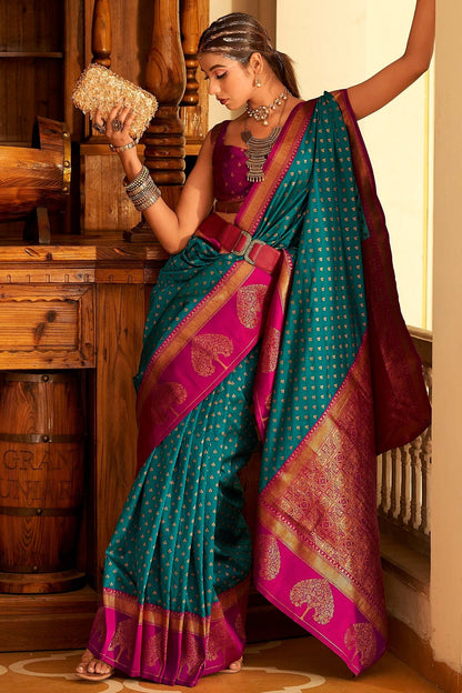Teal Colour Soft Banarasi Silk Woven Work Saree SD1290092 A